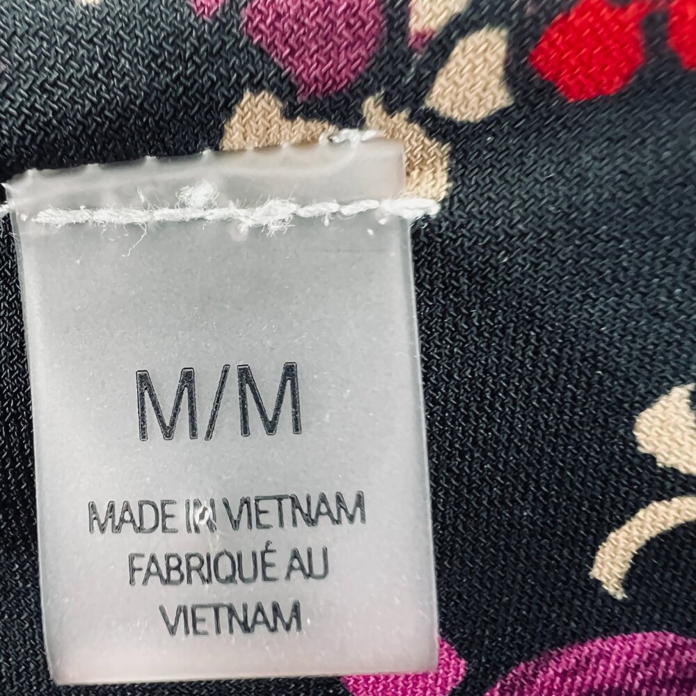 Elie Tahari Shirt Womens Medium Black Floral Long‎ Sleeve Stretch Blouse Top - Picture 5 of 10